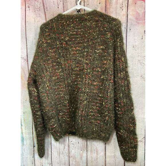 NEW Molly Bracken Olive Green Multi Size S/M Sweater Fuzzy Knit - Picture 8 of 11